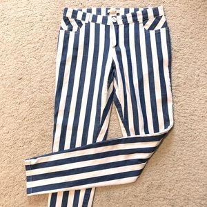 Blue and White skinny “conductor” jeans